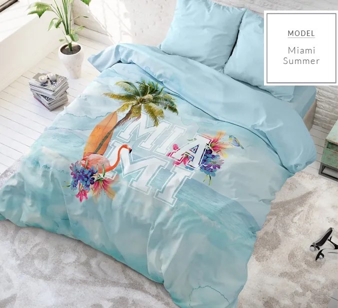 DomTextilu Bavlnené modré posteľné obliečky s letným motívom 200 x 200 cm  Modrá 18128
