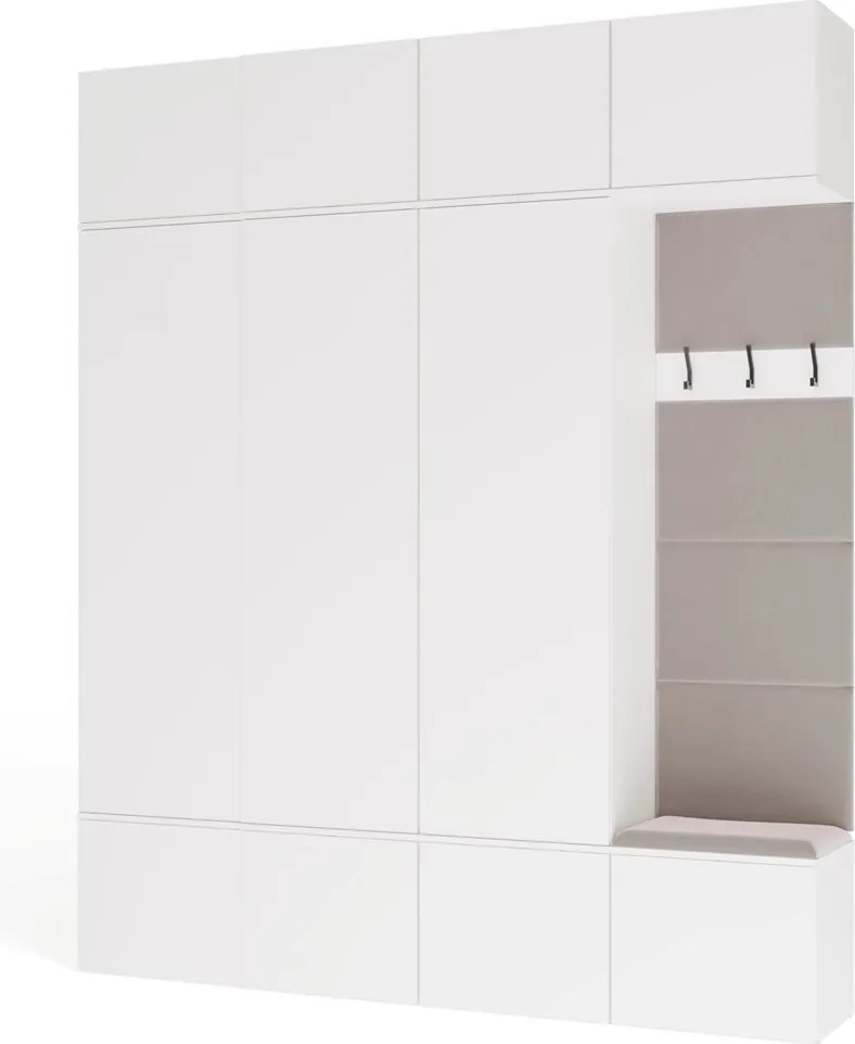 Předsíňová stěna Haga 3Sz1W 200 cm bílá