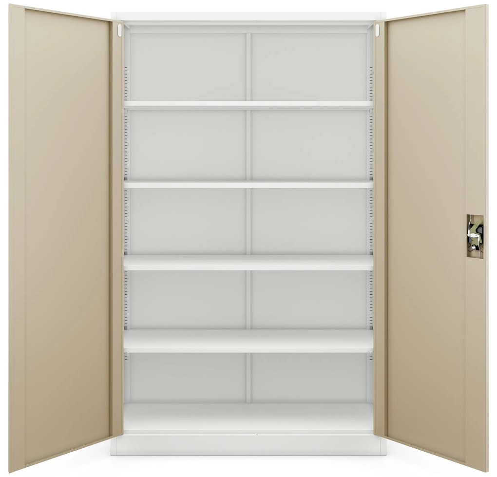 Kovová kancelárska skriňa na dokumenty, široká, biela/zlatý dub, 1150x1850x400 mm: JAN II Eco Design