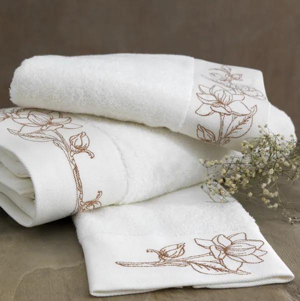 Soft Cotton Malý uterák VIOLA 32 x 50 cm Smotanová / bronzová výšivka