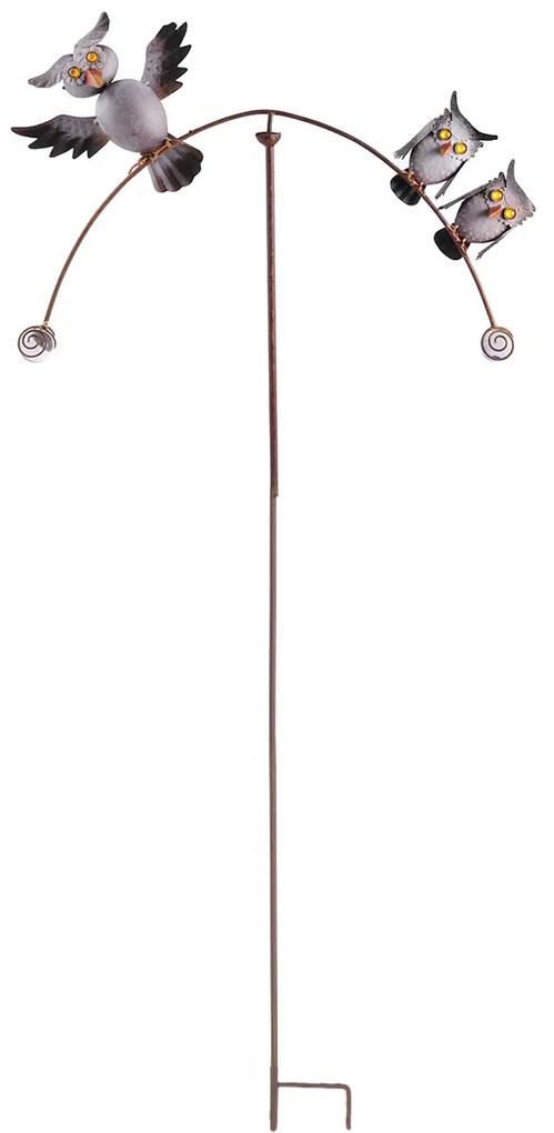 Zapichovacia záhradná dekorácia Balance Owl, 138 cm, kov, viacfarebná