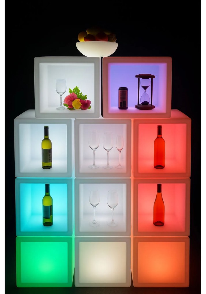 LED svietiaci stolík/taburet, 60 x 60 x 60 cm