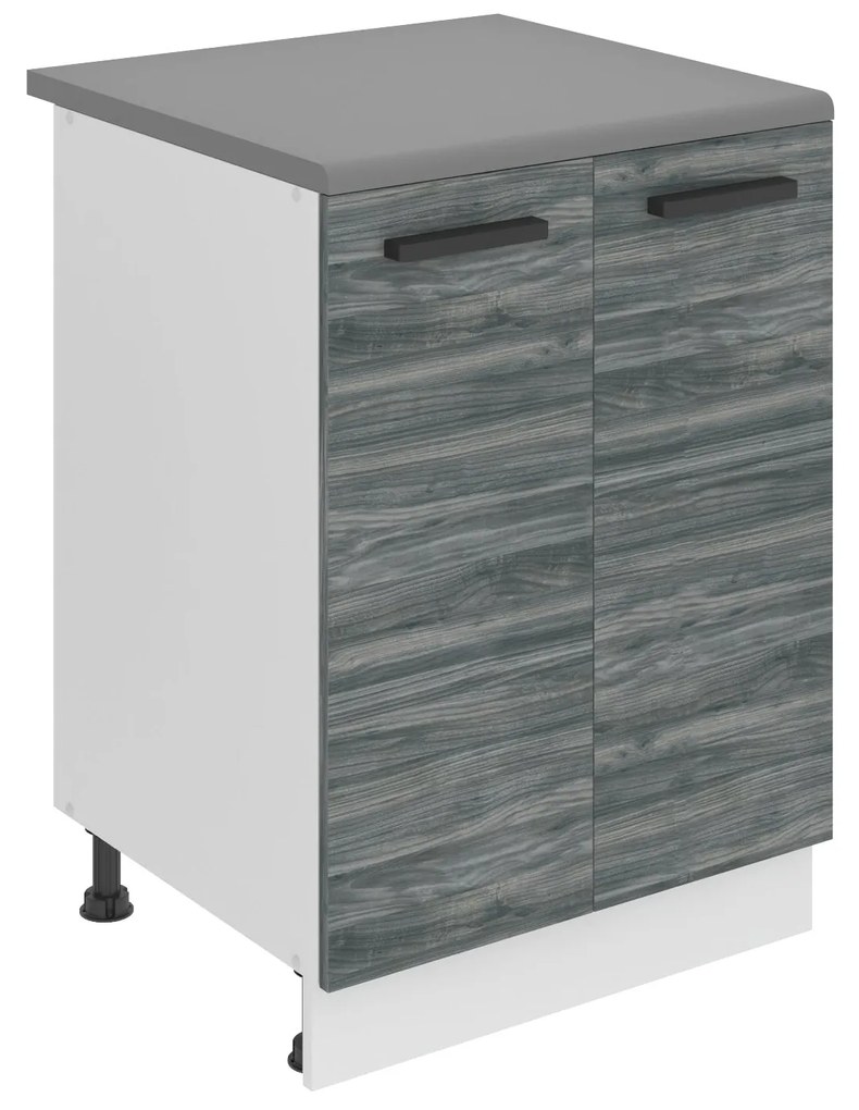 Kuchynská skrinka Belini Premium Full Version spodná 60 cm šedý antracit Glamour Wood s pracovnou doskou
