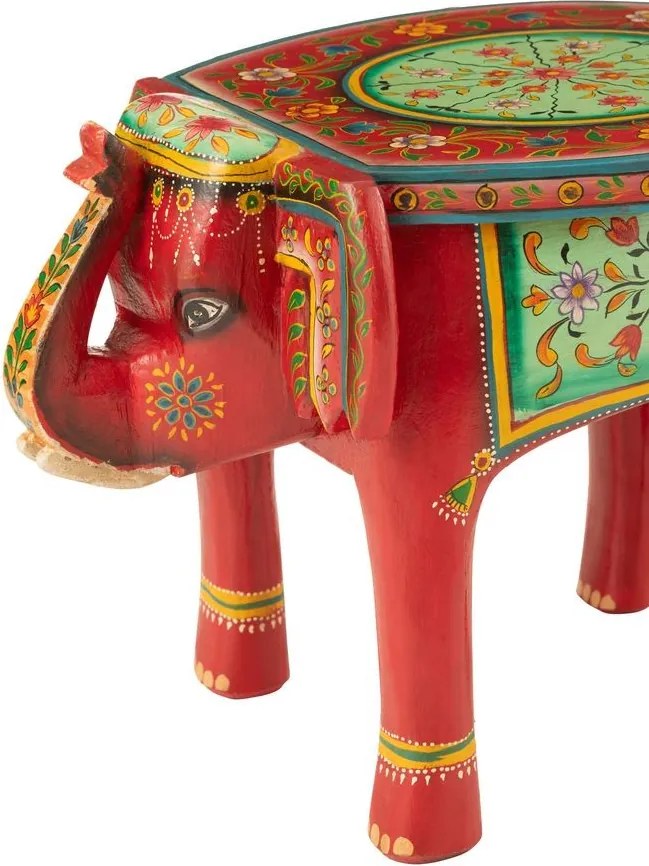 Drevený farebný stôl / stolička slon Mumbai mango wood - 48*35*36 cm