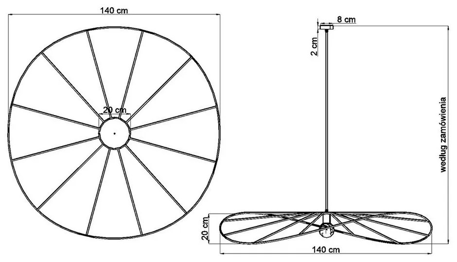 Čierne závesné svietidlo ø 140 cm Elliot – Sollux