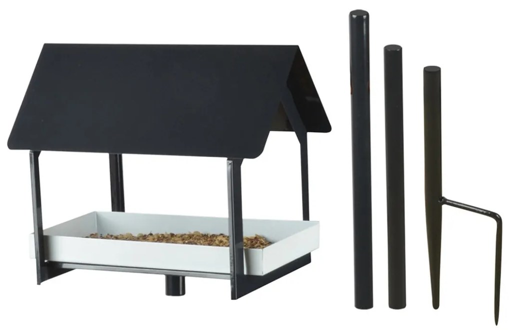 Zapichovacie kŕmidlo pre vtáky Lucy, 126x19x29 cm, kov, čierna