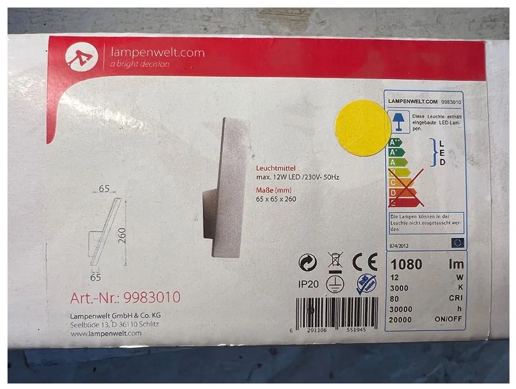 Lampenwelt - LED Nástenné svietidlo ISSA LED/12W/230V