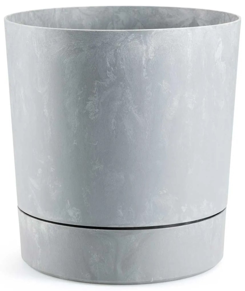 PLASTOVÝ KVETINÁČ AZALEA 22,5X23,5 CM IMITÁCIA BETÓNU SIVÁ