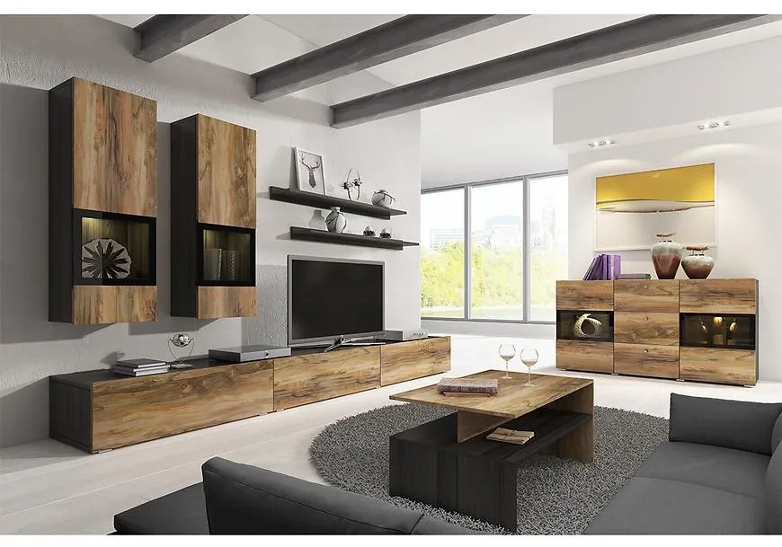 Obývacia stena Baros 10 orech satin/touchwood