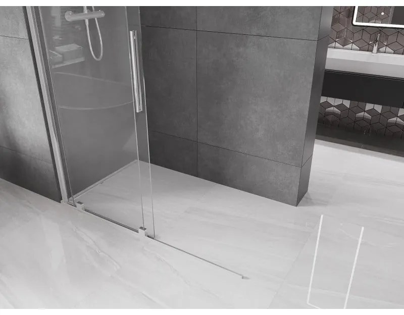 Mexen Velar, posuvné dvere do otvoru typ Walk-In 160 cm, 8mm číre sklo, chrómová, 871-160-000-03-01