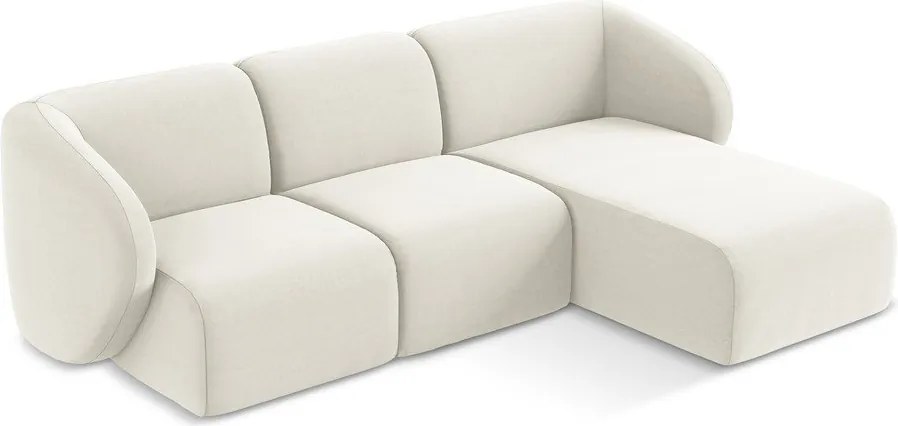 Béžová zamatová rohová pohovka (pravý roh/s leňoškou) Lani – Makamii