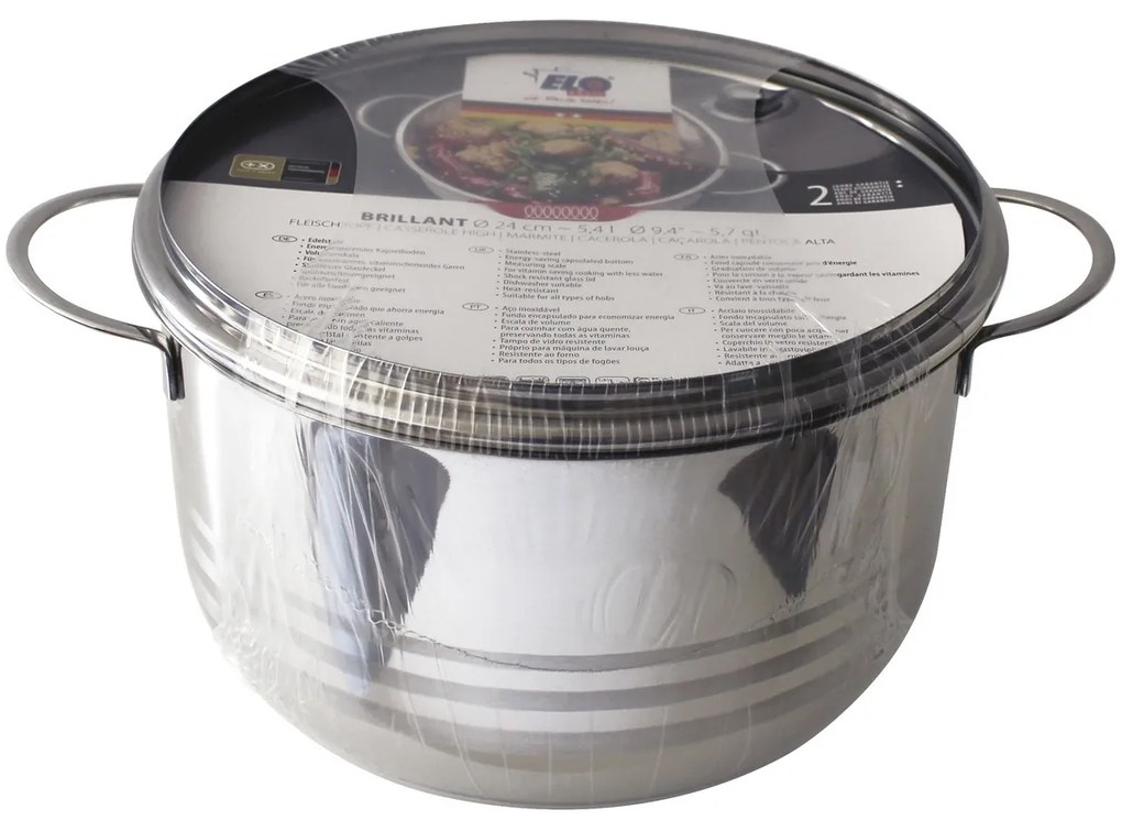 Elo 22224 Basic Nerezový hrniec Brillant 24 cm,5,4 l, 5,4 l