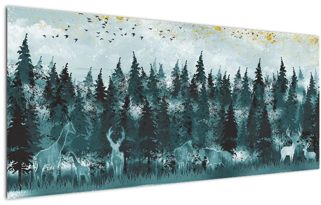 Obraz - Zvieratá v lese (120x50 cm)