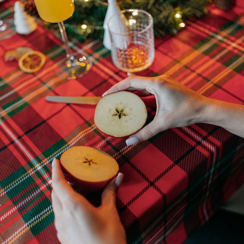 Goldea vianočný hranatý obrus 100% bavlnené plátno - červené káro 140 x 220 cm