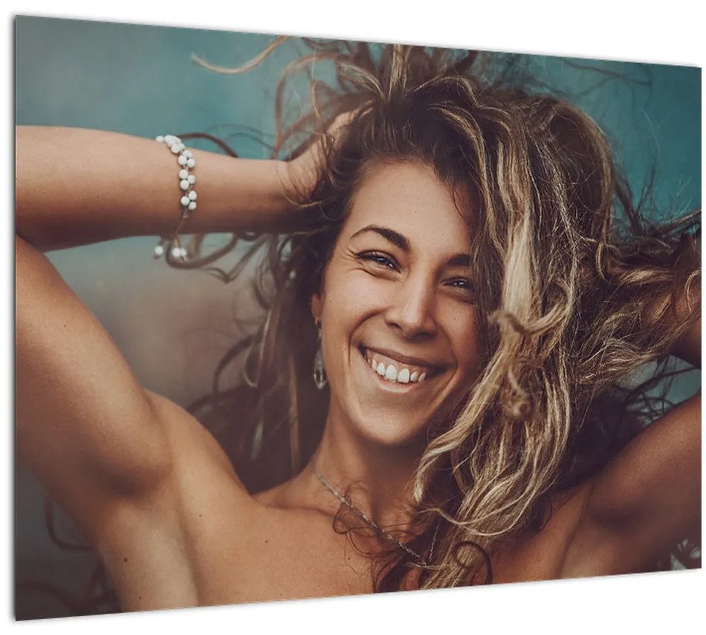 Sklenený obraz - Portrét mladej ženy (70x50 cm)