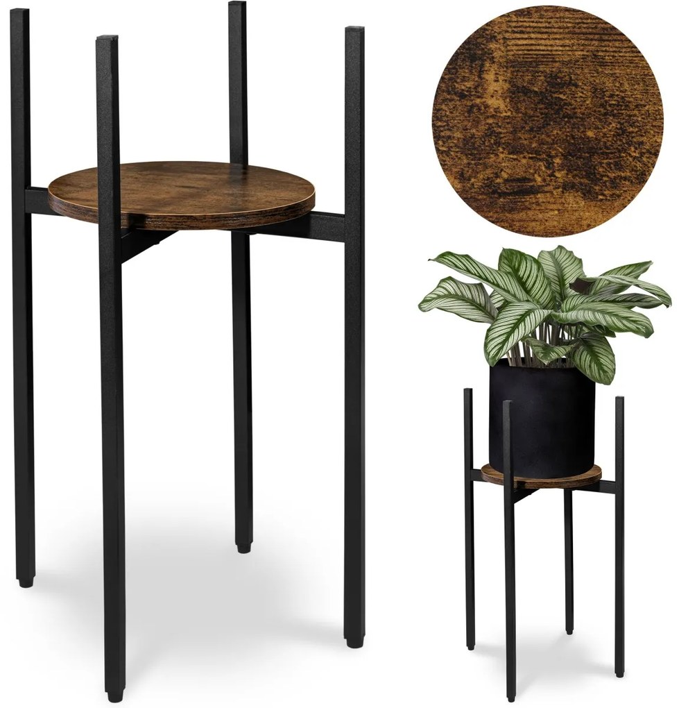 Stojan na kvety TORRE RUSTIC 60 cm hnedý/čierny