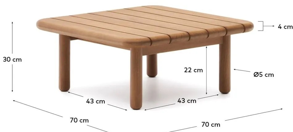 Záhradný odkladací stolík z tíkového dreva 70x70 cm Turqueta – Kave Home