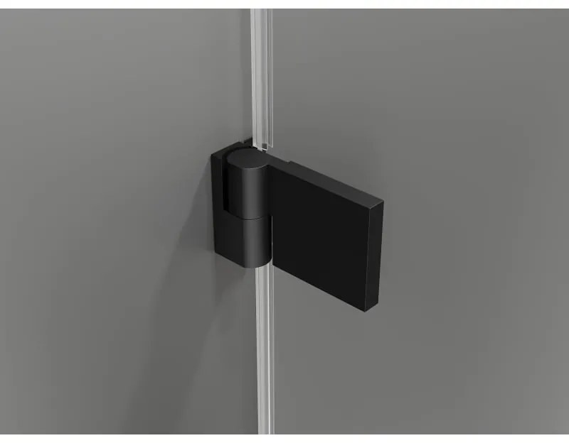 Mexen Lunar-B L, 1-krídlový sprchový kút, ľavý, 90 x 90 cm, 8mm číre sklo, čierny profil, 832L-090-090-70-00-L