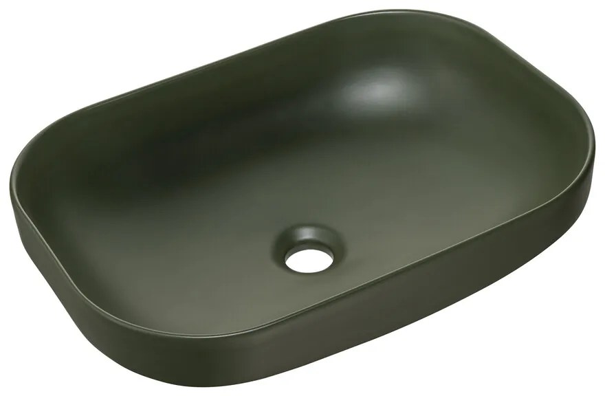Sada keramického umyvadla na desku a výpusti Neli 50 cm zelená