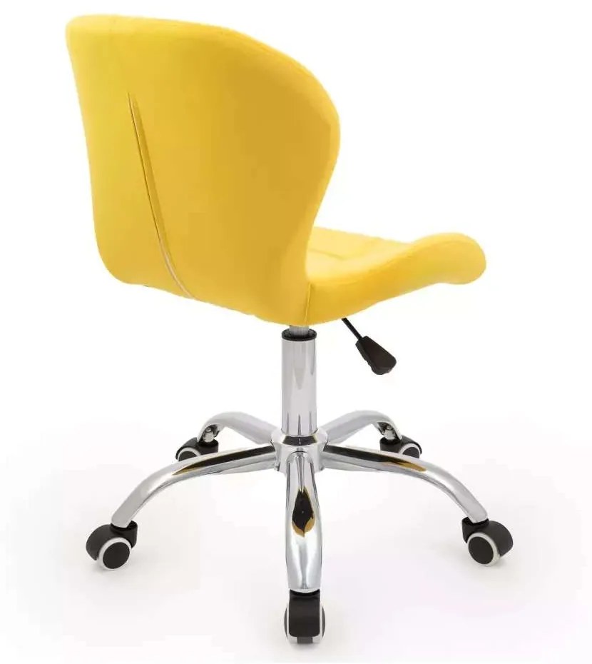 LuxuryForm DESIGN Stolička LIVIO VELUR na striebornej podstave s kolieskami - žltá