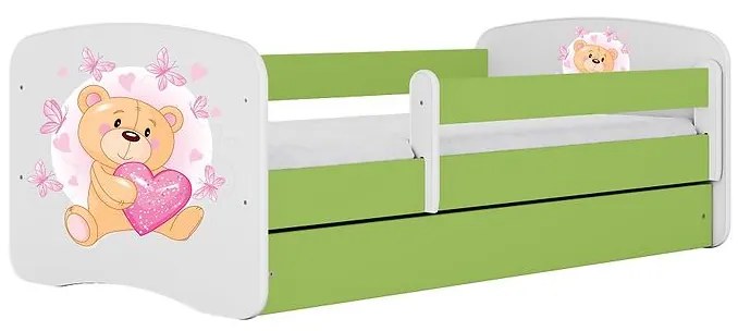 Detská Posteľ. Babydreams+Sz+M Zelená 80x180 Medveď s motýľmi