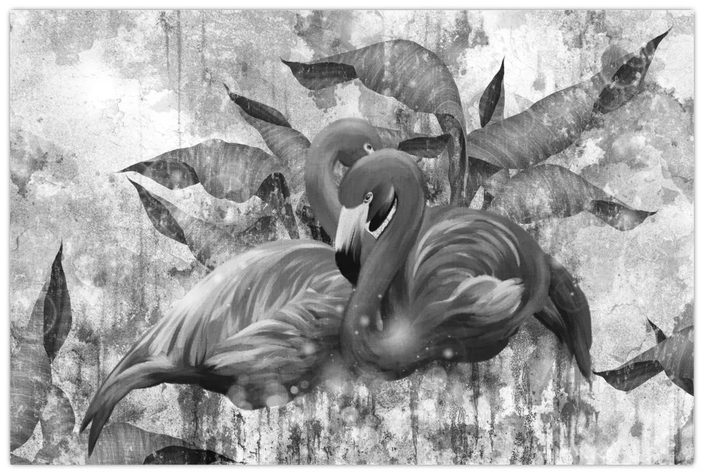 Obraz - Plameniaky graffiti (90x60 cm)
