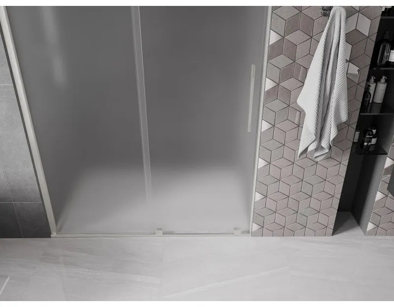 Mexen Velar, posuvné sprchové dvere do otvoru 160 cm, 8mm sklo námraza, brúsená oceľ, 871-160-000-31-97