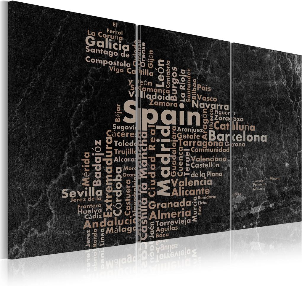 Obraz - Map of Spain on the blackboard - triptich 120x60