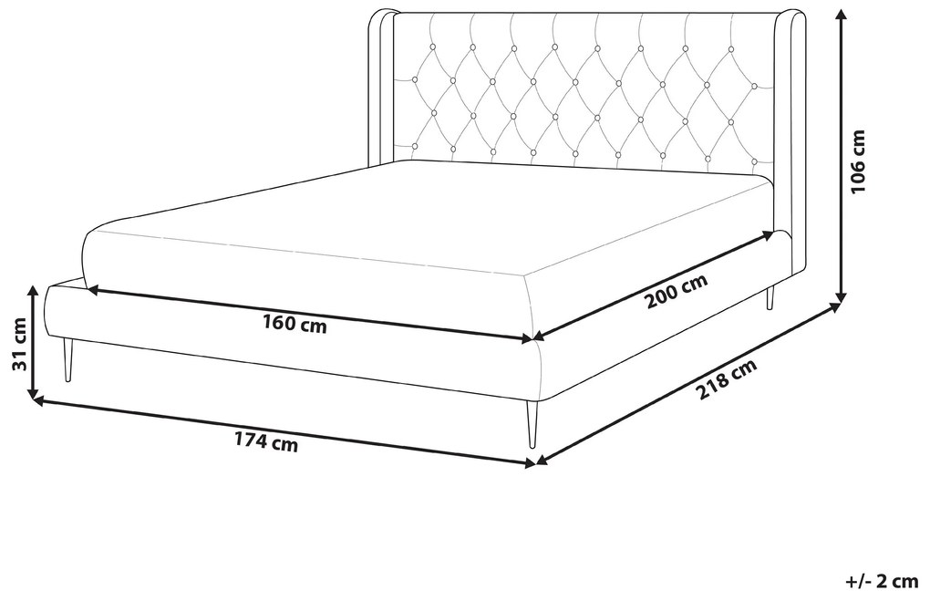 Zamatová posteľ 160 x 200 cm béžová FORBACH Beliani