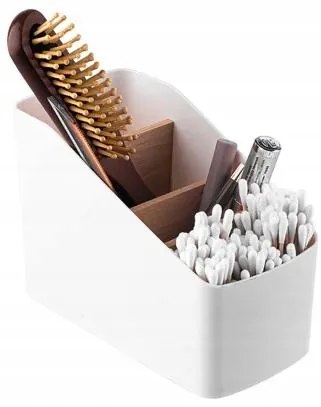 Organizér s bambusovými priehradkami, biely OWELEK, S - 10x17x13