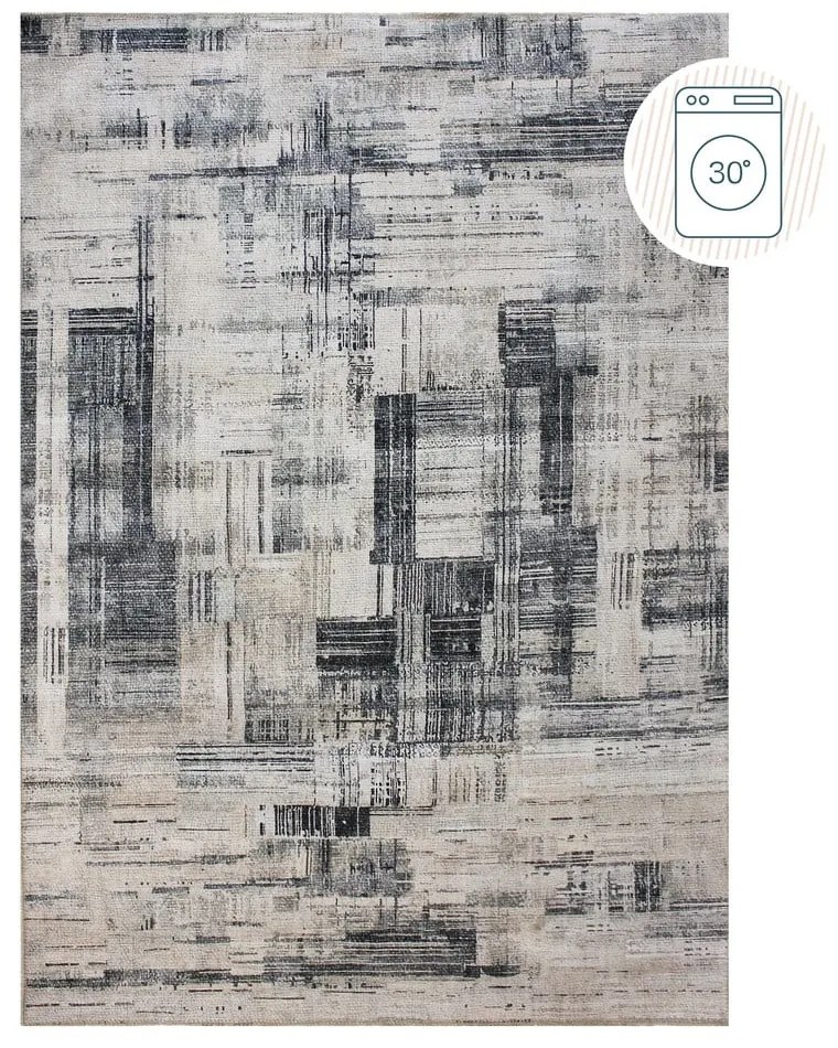 Sivý prateľný koberec 190x290 cm Silas Abstract – Flair Rugs