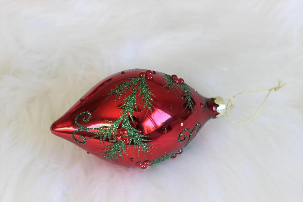 Tradičné červeno zelené vianočné ozdoby 3ks 10cm