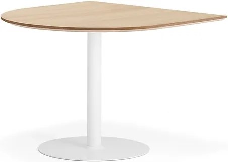 Stôl METRIC, polovičný ovál, 1000x1000x720 mm, biela/dub