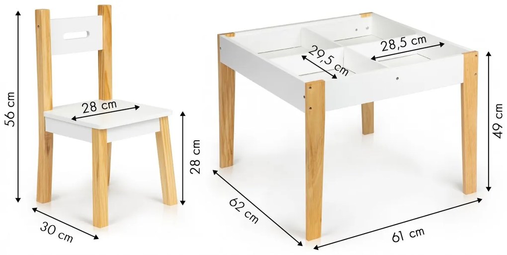 Detský stolík s 2 stoličkami Ecotoys Patrys biely