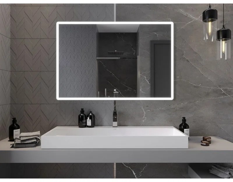 Mexen Navia, LED kúpeľňové zrkadlo s podsvietením 120 x 80 cm, 6000K, ochrana proti zahmlievaniu, 9803-120-080-611-00
