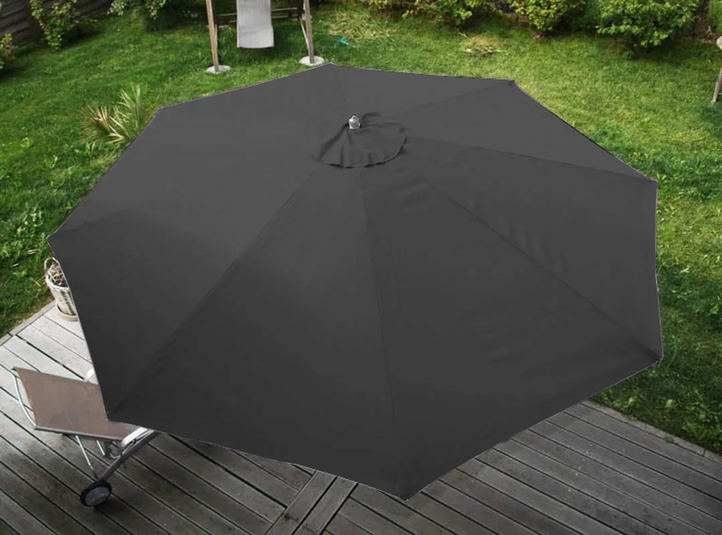 Slnečník Florida Ø 3,5m - polyester/drevo - antracit