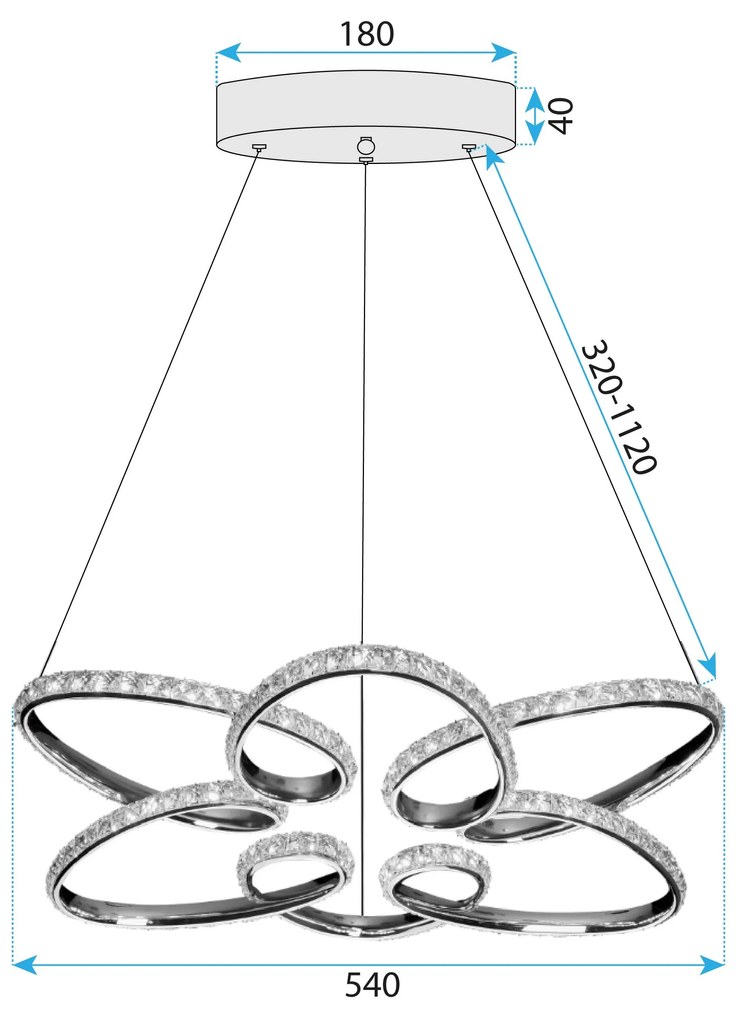 Toolight Toolight, LED stropné osvetlenie 54cm, 48W, 4000K, G002-CP, chrómová, OSW-09743