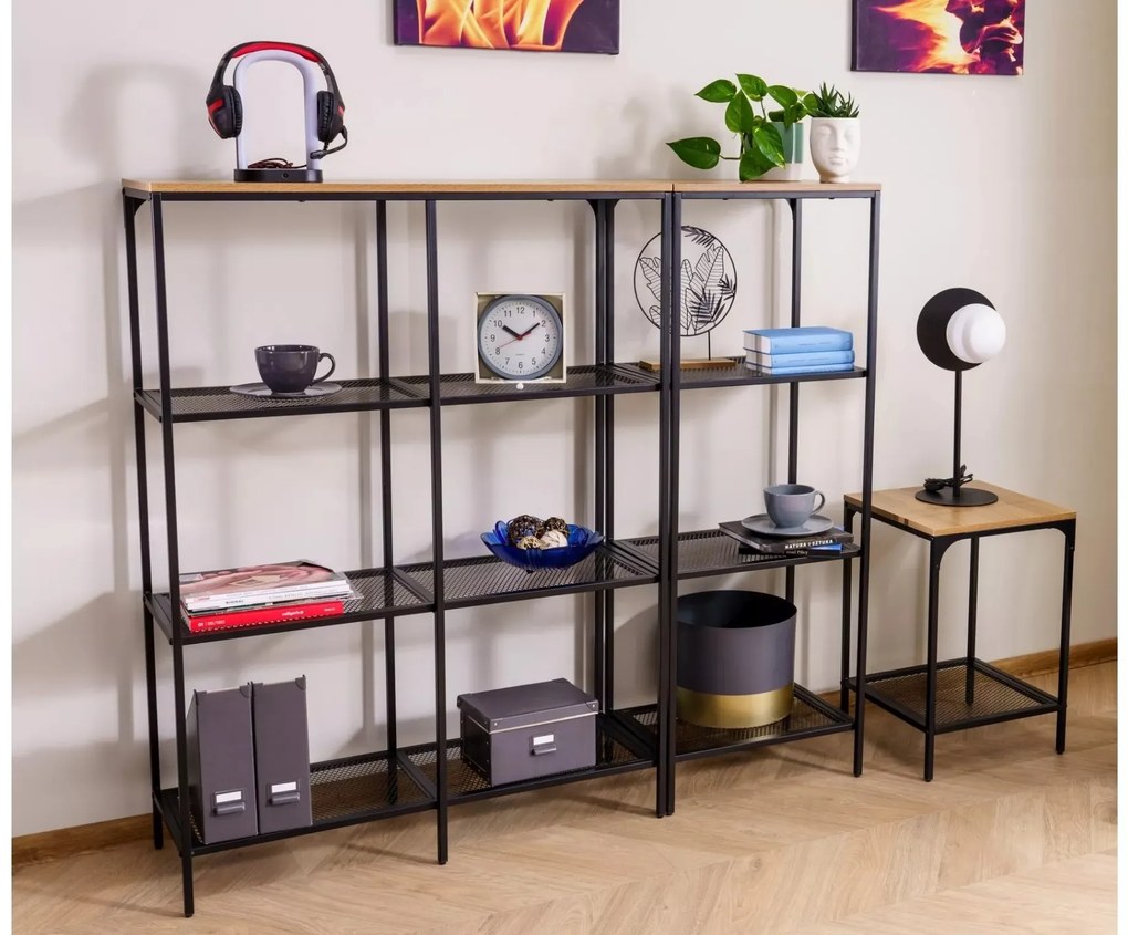 Regál Lex A 100 cm dub prírodný/čierny