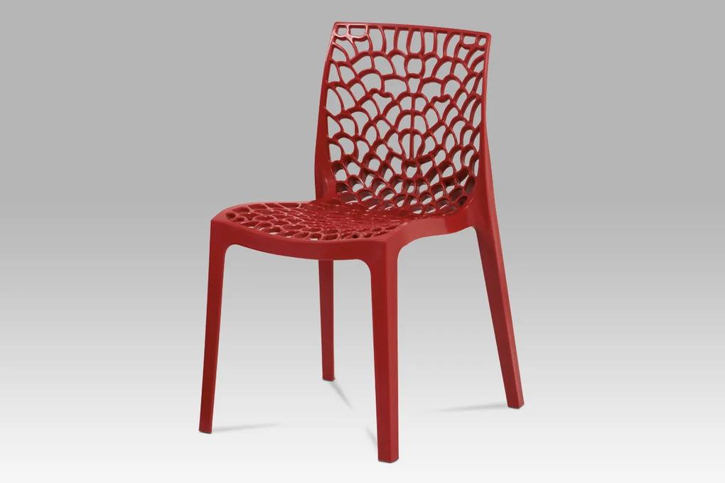 jedálenská stoličky, červený plast