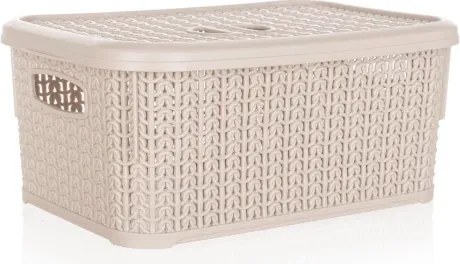 Úložný košík 6 l, krémový, ratanový vzhľad%