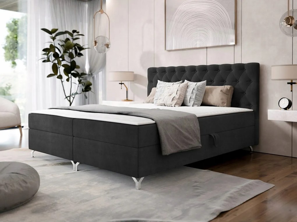 Manželská posteľ 180 cm Jenaks 2 (tmavosivá) (rošt matrac)
