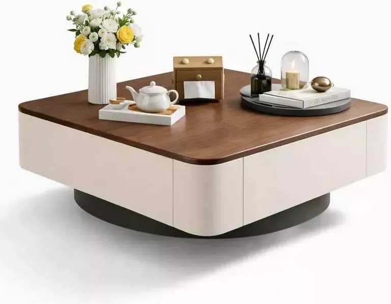 LuxuryForm DESIGN Konferenčný stolík MODENA 80 × 80 cm – hnedý, béžový (set)
