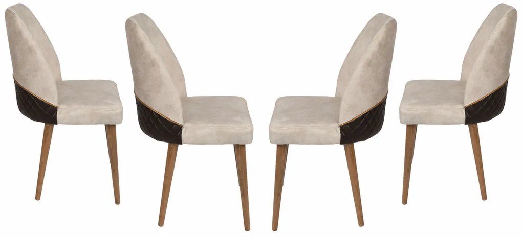 Sada jedálenských stoličiek Nova Cream and Walnut, 4 ks, 4 ks