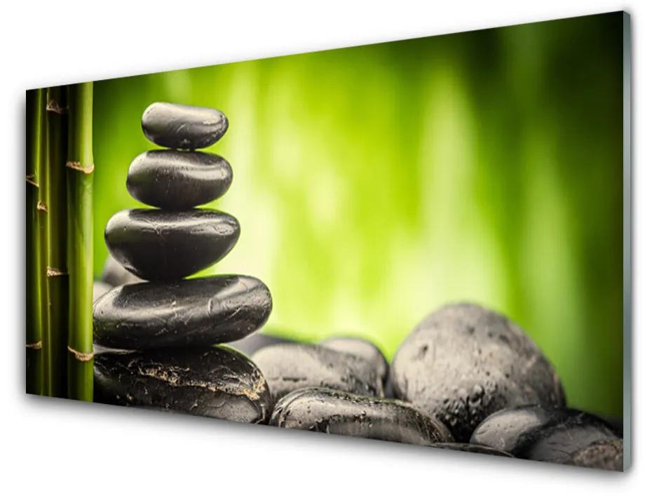 Obraz na skle Bambus kamene umenie 140x70cm