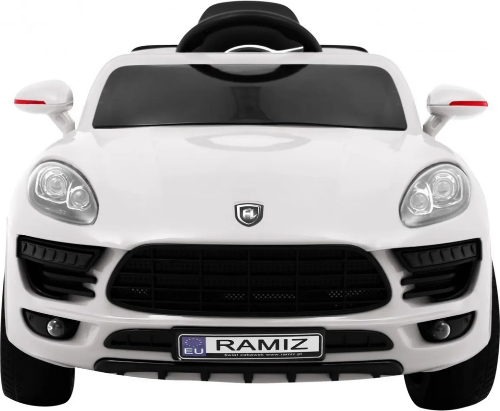 Ramiz Turbo-S batériové auto pre deti Biele + Diaľkové ovládanie + Pomalý štart + EVA kolesá + MP3 rádio