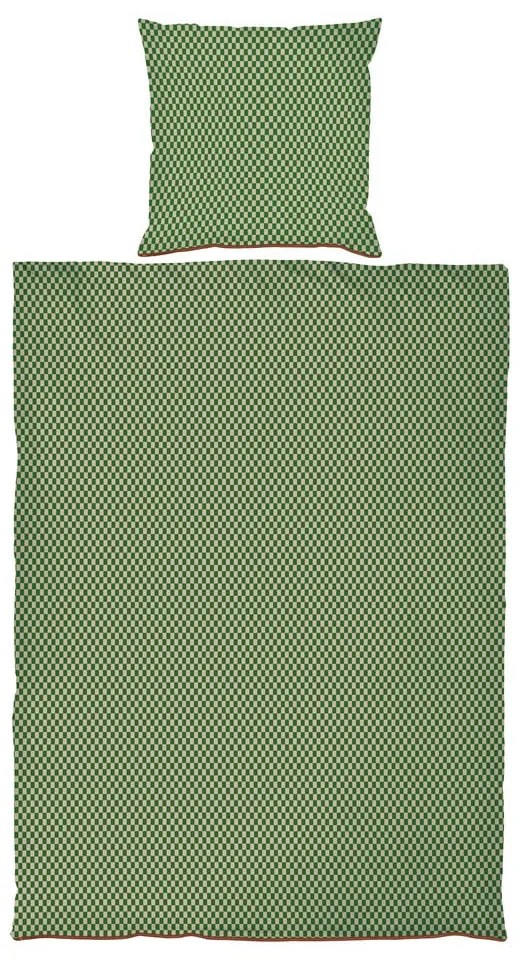 Zelené/béžové obliečky na jednolôžko z bavlneného saténu 140x200 cm Mini – Mette Ditmer Denmark