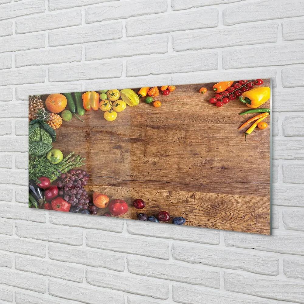 Obraz na skle Board špargľa ananás jablko 100x50 cm
