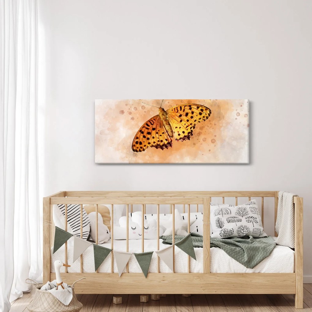 Obraz - Oranžový motýľ, aquarel (120x50 cm)