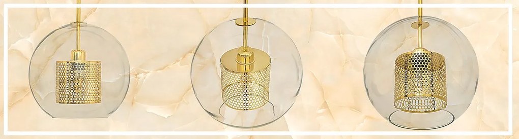 Toolight - závesná sklenená lampa APP556-1CP 30cm, zlatá, OSW-08749