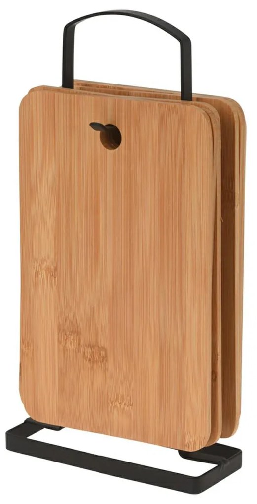 Doska na krájanie so stojanom Silvi, bambus, sada 6ks, 22x14 cm